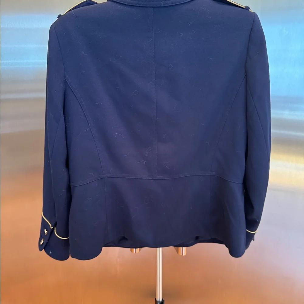 Chico's Navy Pea Coat with Gold Accents - Picture 7 of 9